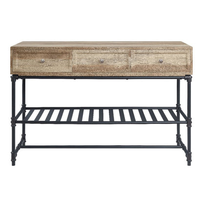 Brantley Sofa Table, Oak & Sandy Black