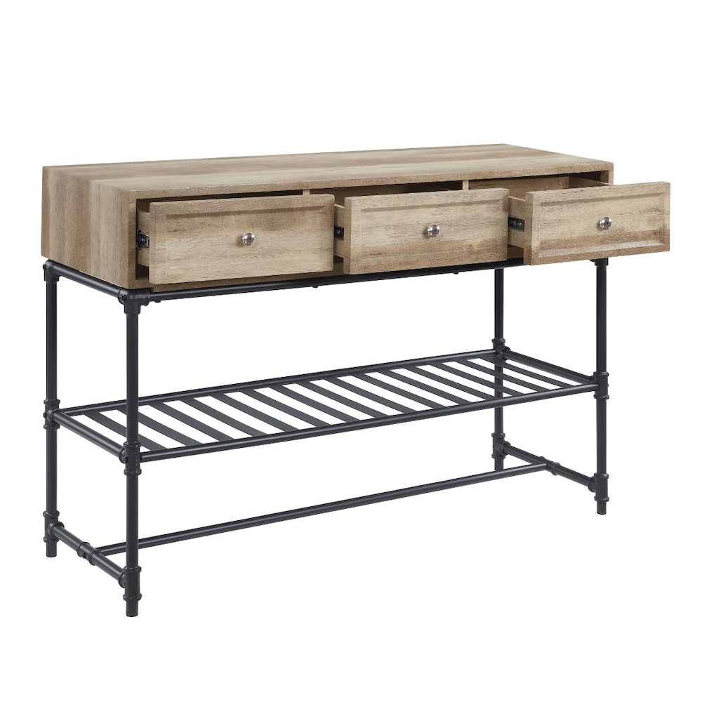 Brantley Sofa Table, Oak & Sandy Black