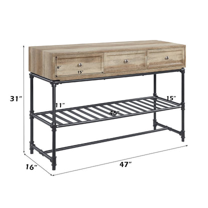 Brantley Sofa Table, Oak & Sandy Black