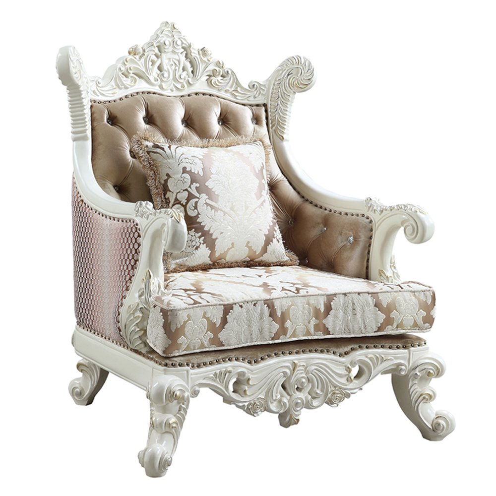 Vanaheim Chair w/Pillow, Fabric & Antique White
