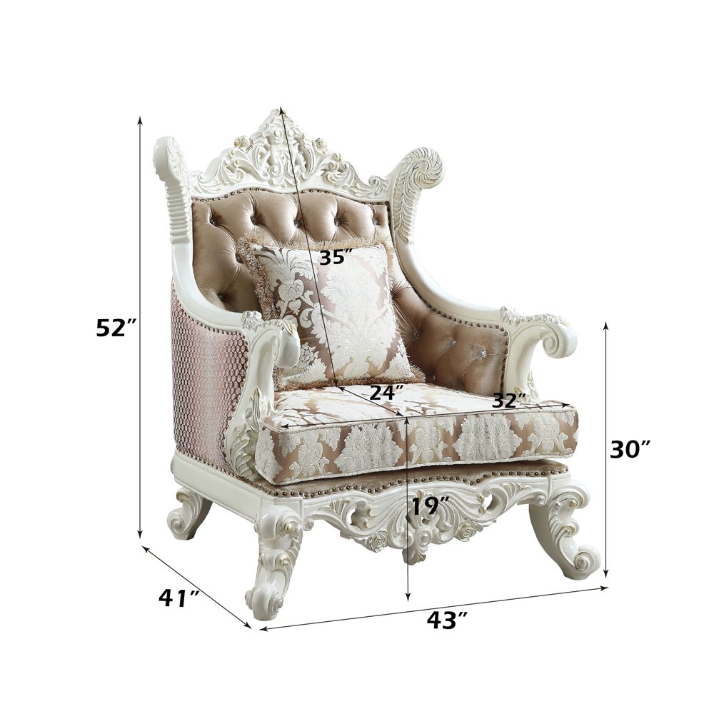 Vanaheim Chair w/Pillow, Fabric & Antique White