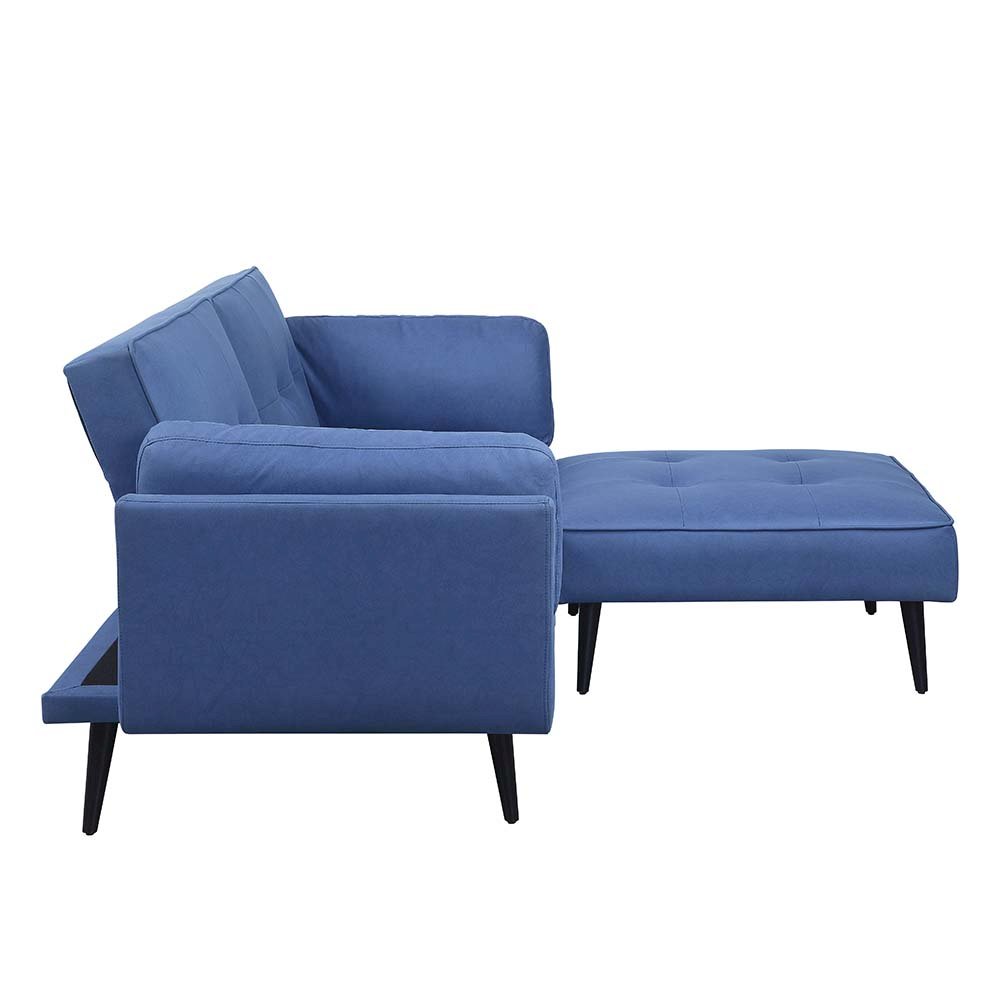 Nafisa Adjustable Sofa & Ottoman, Blue Fabric