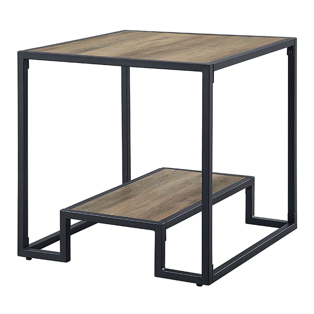 Idella End Table, Rustic Oak & Black