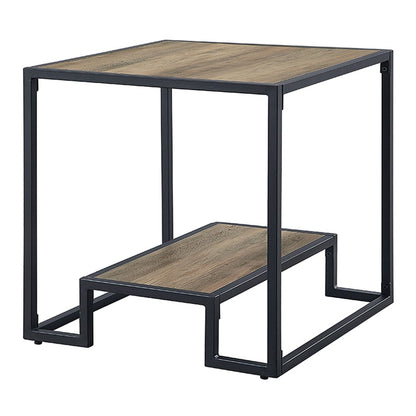 Idella End Table, Rustic Oak & Black