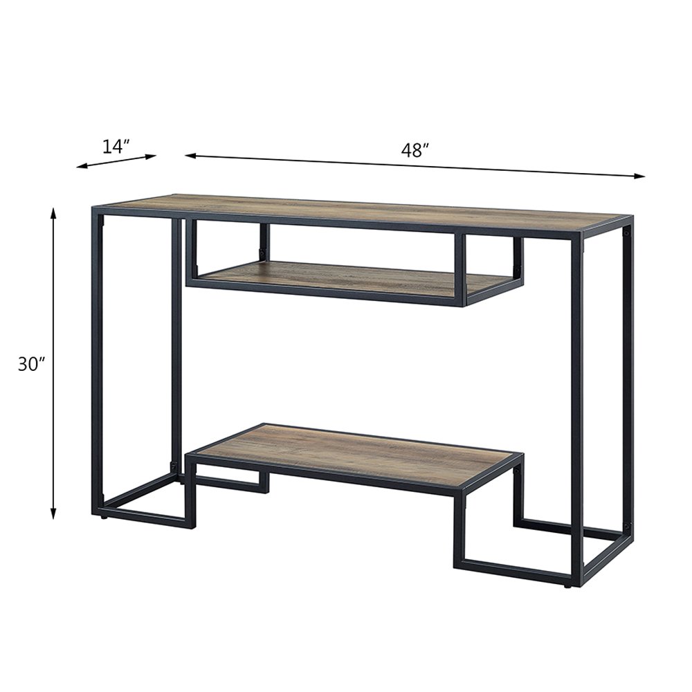 Idella Sofa Table, Rustic Oak & Black