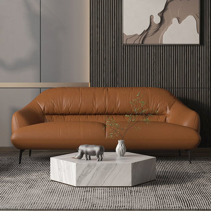 Leonia Sofa, Cognac Tan Top Grain Leather