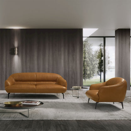 Leonia Sofa, Cognac Tan Top Grain Leather