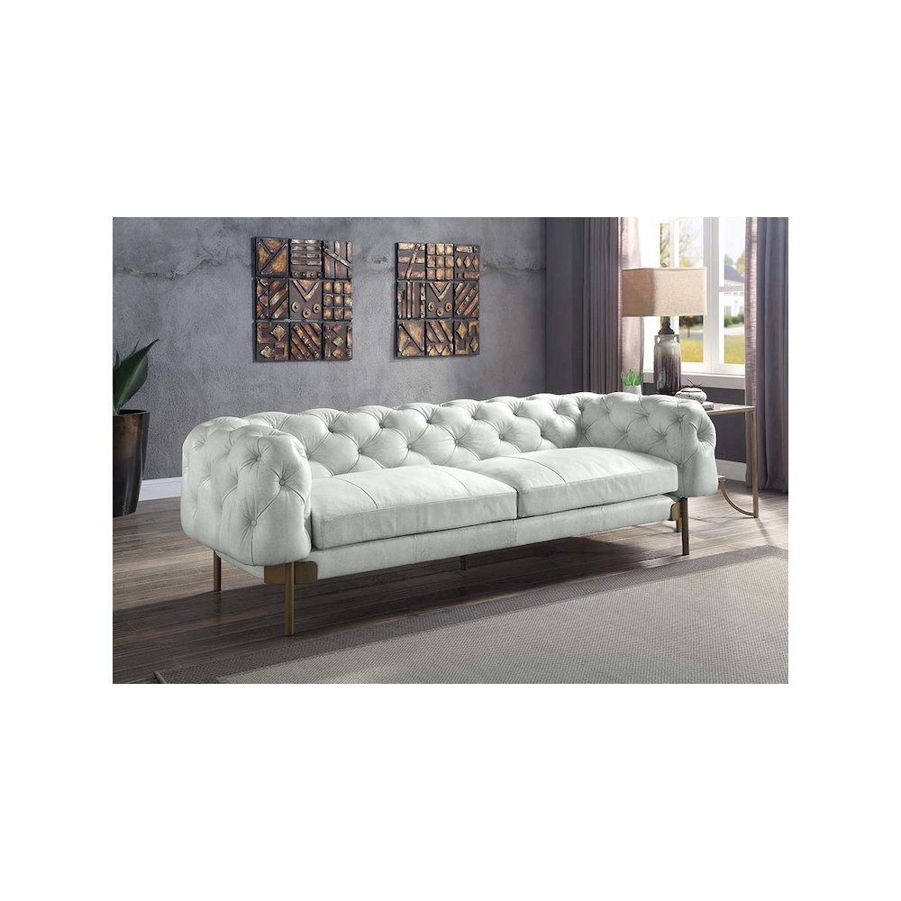 Ragle Sofa, Vintage White Top Grain Leather
