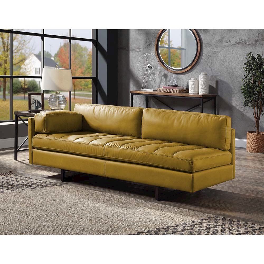 Radia Sofa w/Pillow, Turmeric Top Grain Leather