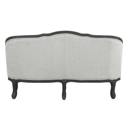 Samael Loveseat w/2 Pillows, Gray Linen & Dark Brown