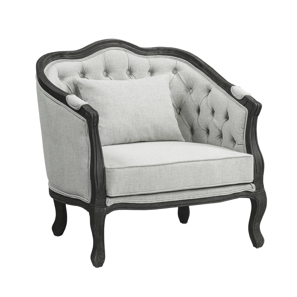 Samael Chair w/Pillow, Gray Linen & Dark Brown
