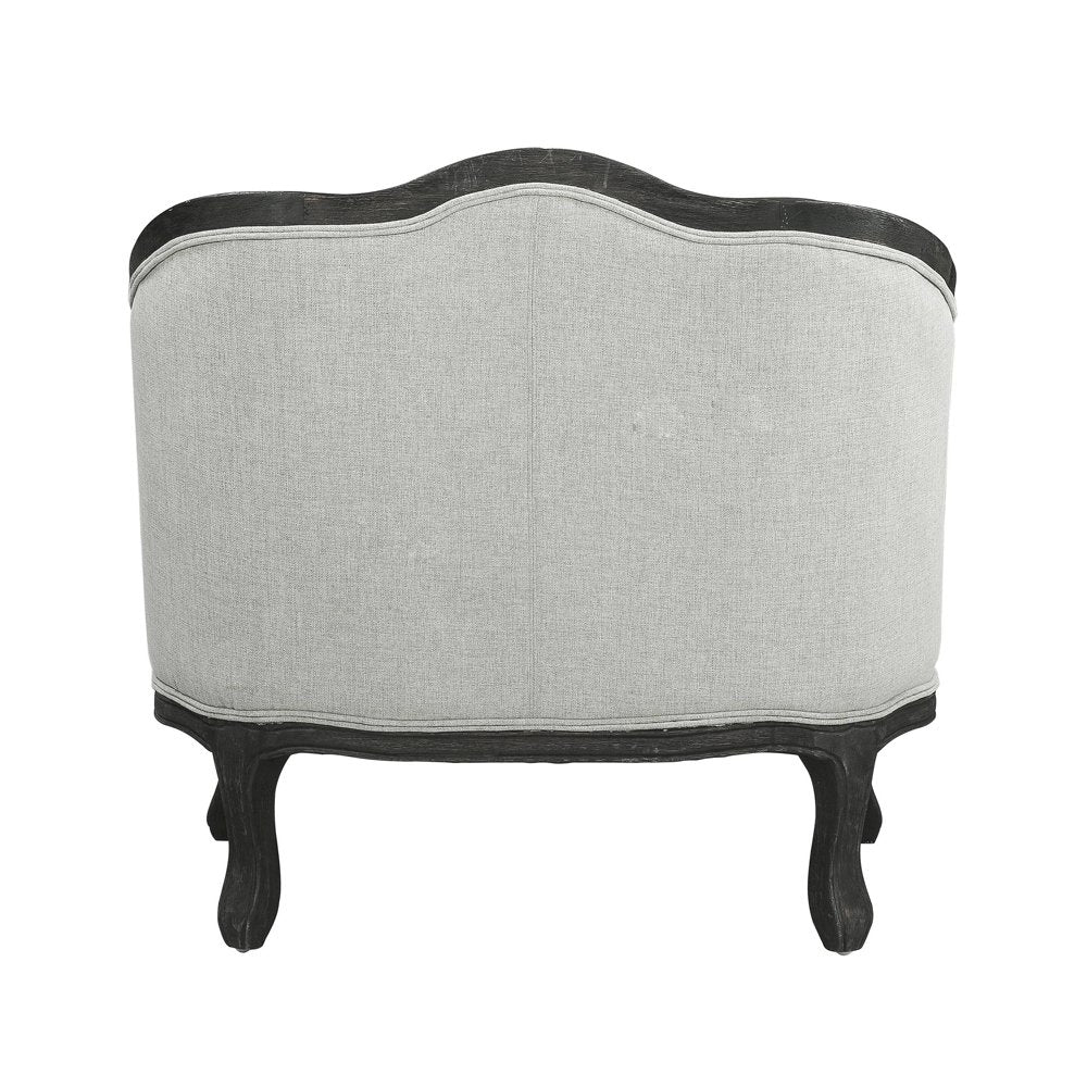 Samael Chair w/Pillow, Gray Linen & Dark Brown