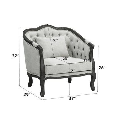Samael Chair w/Pillow, Gray Linen & Dark Brown