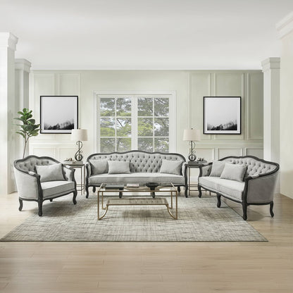 Samael Chair w/Pillow, Gray Linen & Dark Brown