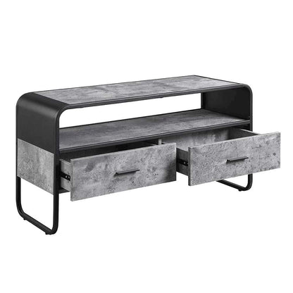 Raziela TV Stand, Concrete Gray & Black