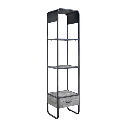 Raziela TV Stand Side Pier, Concrete Gray & Black