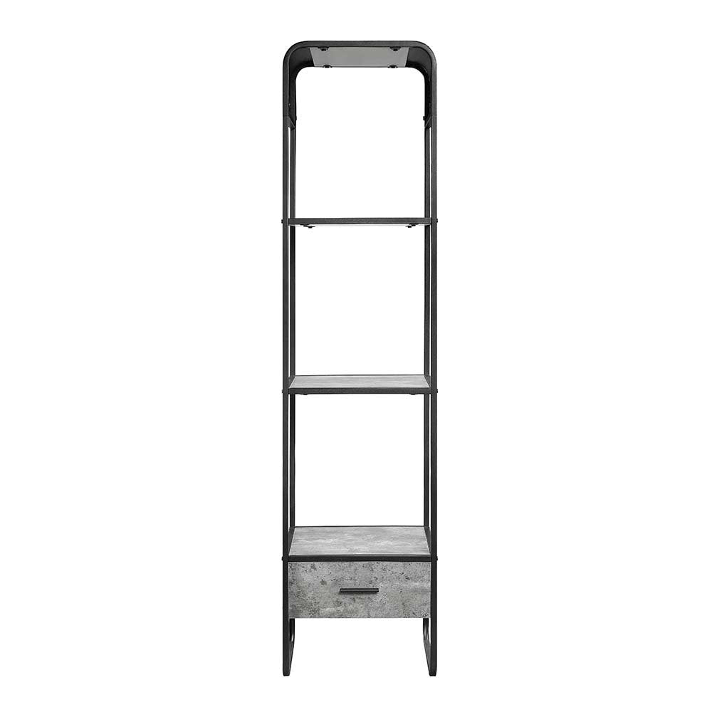 Raziela TV Stand Side Pier, Concrete Gray & Black