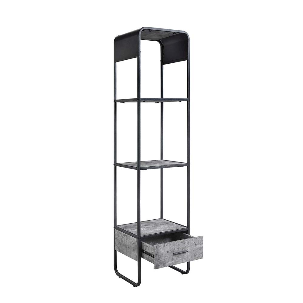 Raziela TV Stand Side Pier, Concrete Gray & Black