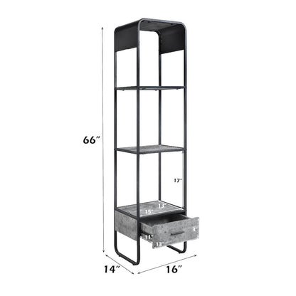 Raziela TV Stand Side Pier, Concrete Gray & Black