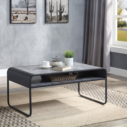 Raziela Coffee Table, Concrete Gray & Black