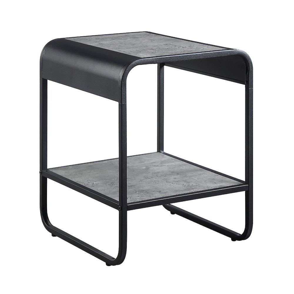 Raziela End Table, Concrete Gray & Black