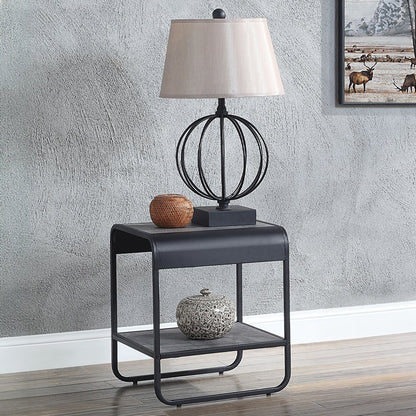 Raziela End Table, Concrete Gray & Black