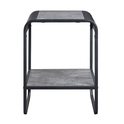 Raziela End Table, Concrete Gray & Black