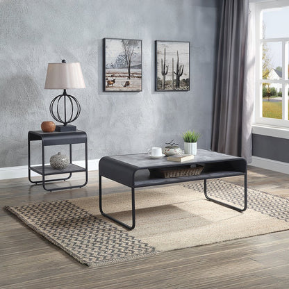 Raziela End Table, Concrete Gray & Black