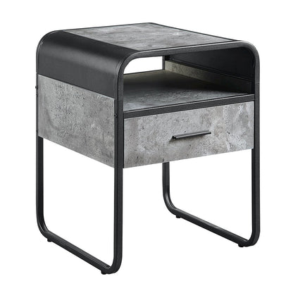 Raziela End Table, Concrete Gray & Black