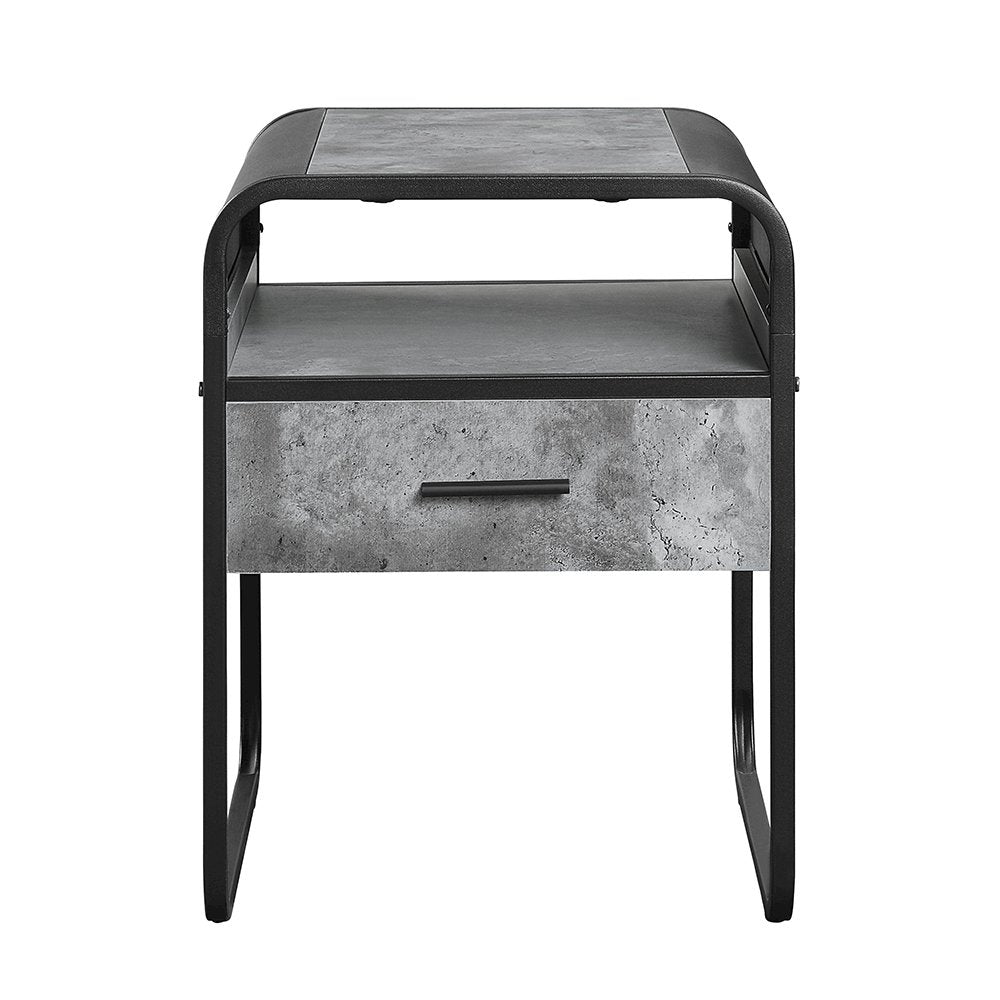 Raziela End Table, Concrete Gray & Black