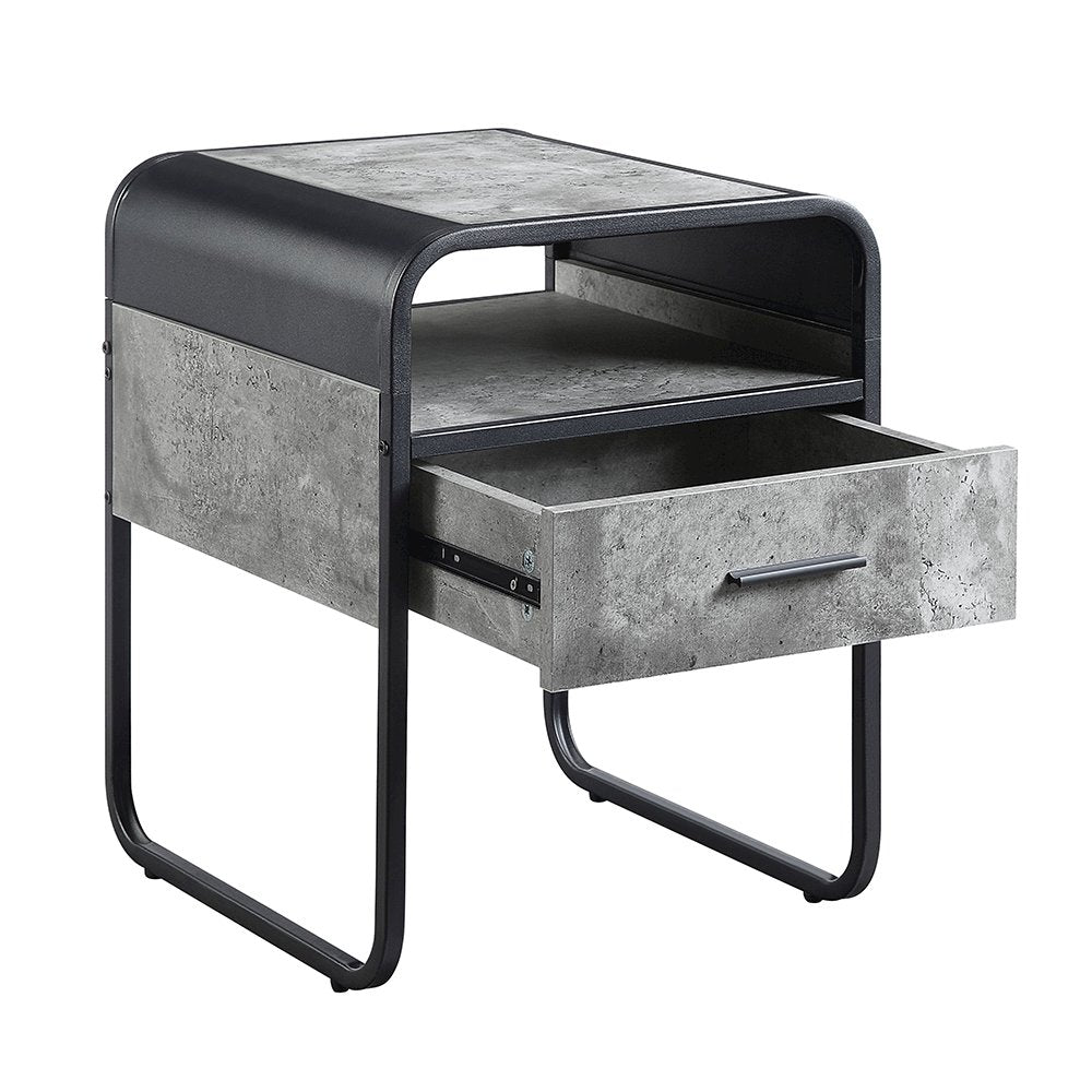 Raziela End Table, Concrete Gray & Black