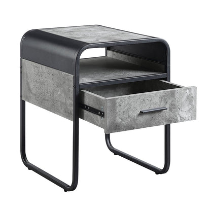 Raziela End Table, Concrete Gray & Black