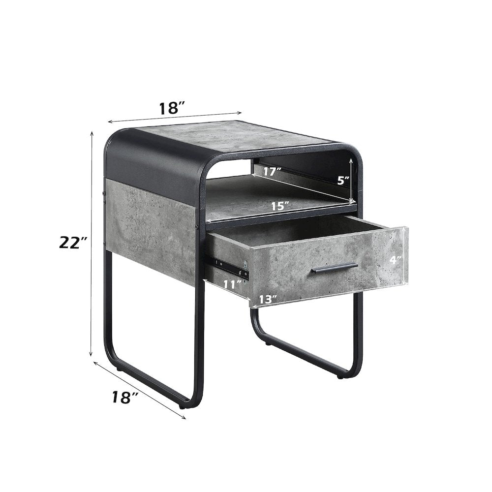 Raziela End Table, Concrete Gray & Black