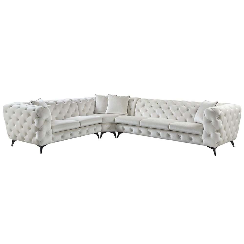 Atronia Sectional Sofa w/4 Pillows, Beige Fabric