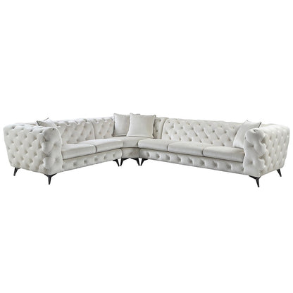 Atronia Sectional Sofa w/4 Pillows, Beige Fabric