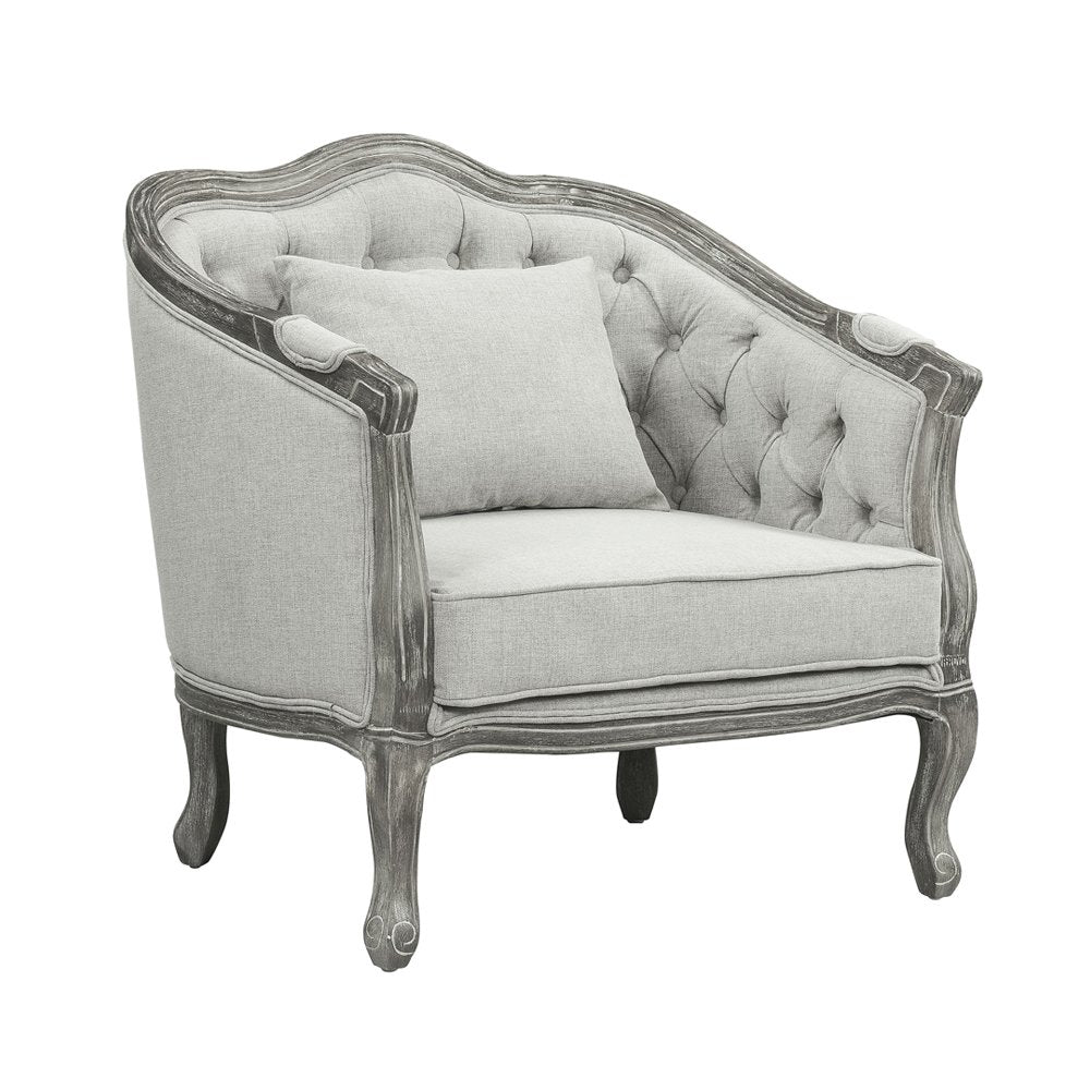 Samael Chair w/Pillow, Gray Linen & Gray Oak