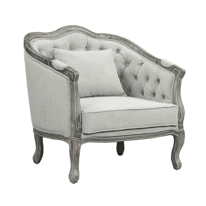 Samael Chair w/Pillow, Gray Linen & Gray Oak