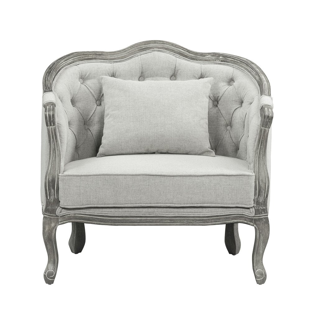 Samael Chair w/Pillow, Gray Linen & Gray Oak