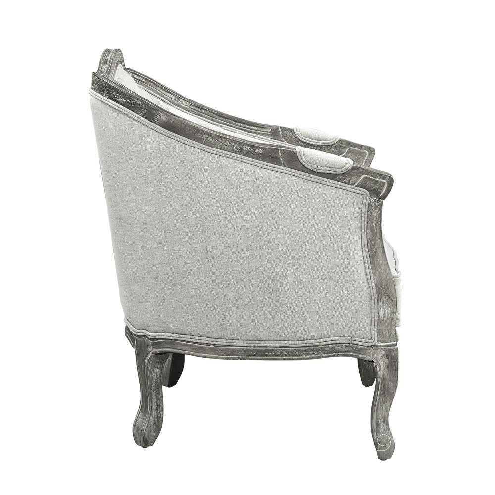 Samael Chair w/Pillow, Gray Linen & Gray Oak