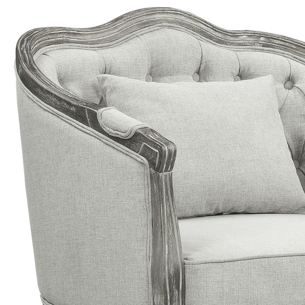 Samael Chair w/Pillow, Gray Linen & Gray Oak