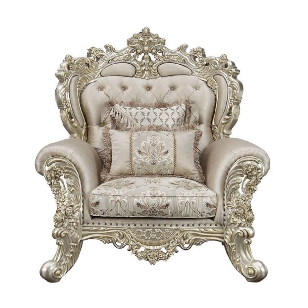 Danae Chair w/2 Pillows, Fabric, Champagne & Gold