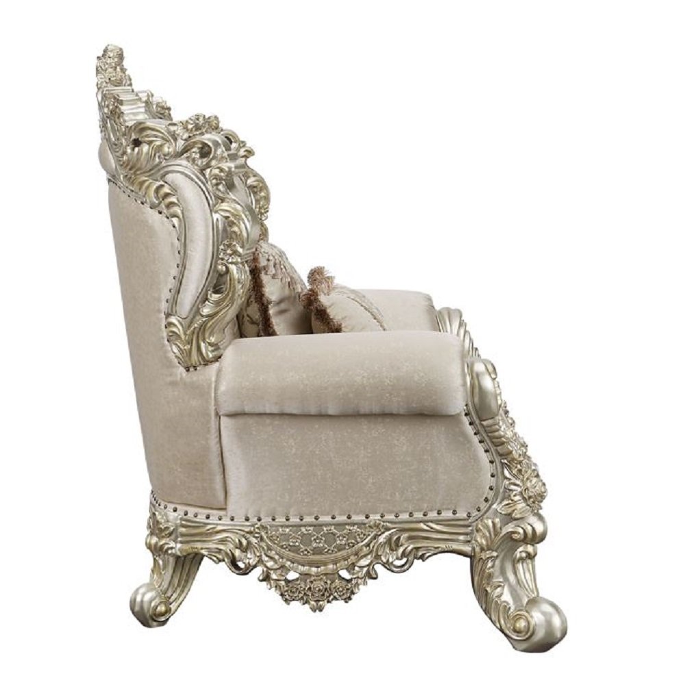 Danae Chair w/2 Pillows, Fabric, Champagne & Gold