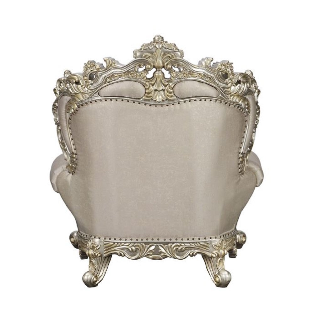 Danae Chair w/2 Pillows, Fabric, Champagne & Gold
