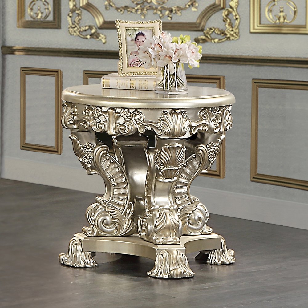Sorina End Table, Antique Gold