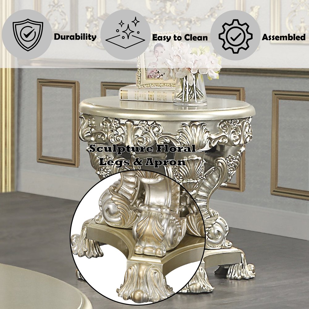 Sorina End Table, Antique Gold