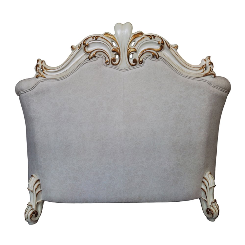 Vendome II Chair w/2 Pillows, Two Tone Ivory Fabric & Antique Pearl