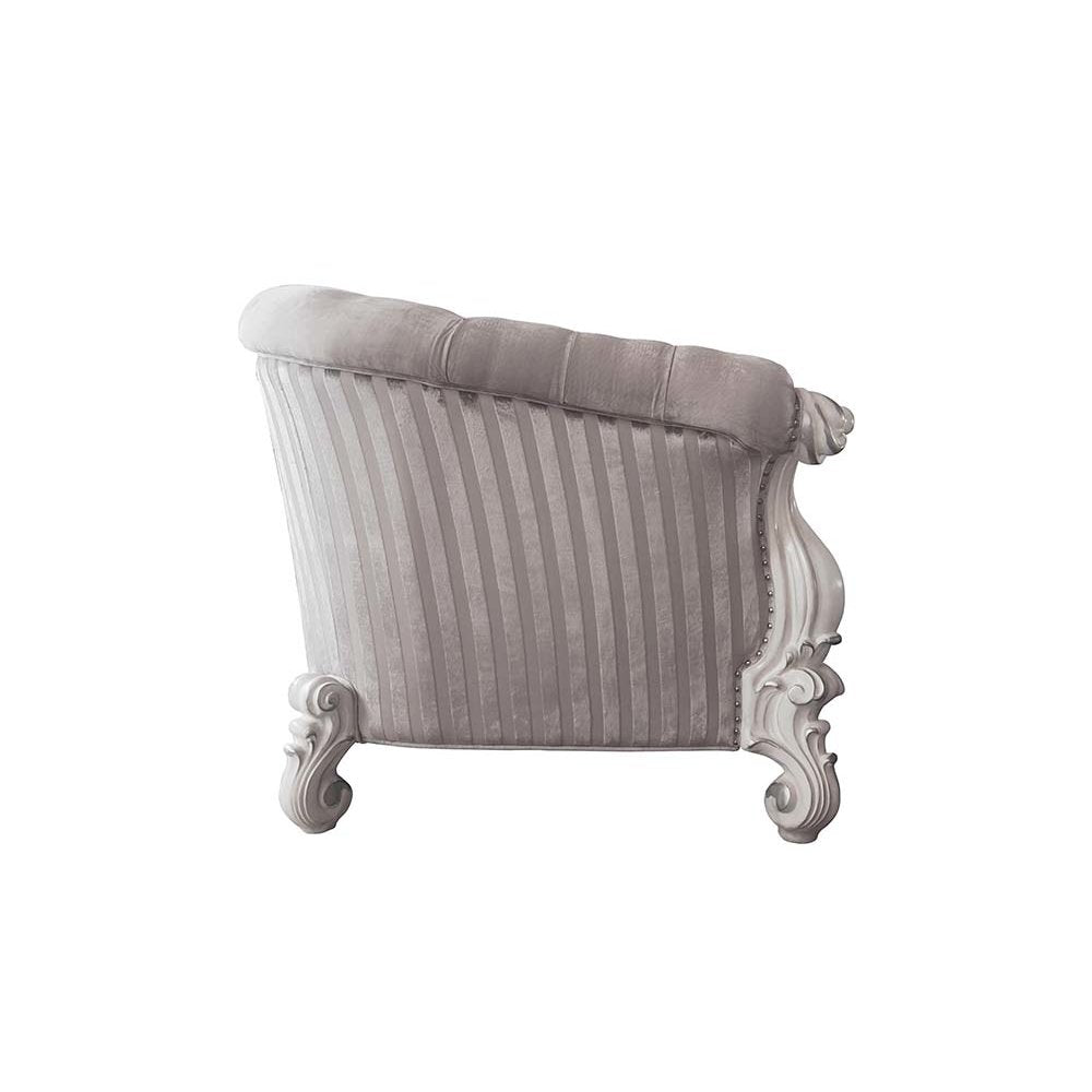 Versailles Loveseat w/5 Pillows, Ivory Fabric & Bone White