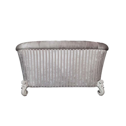 Versailles Loveseat w/5 Pillows, Ivory Fabric & Bone White
