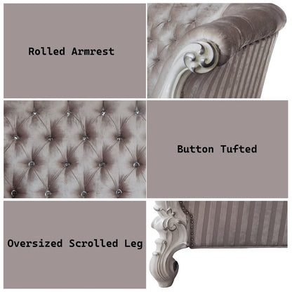 Versailles Loveseat w/5 Pillows, Ivory Fabric & Bone White