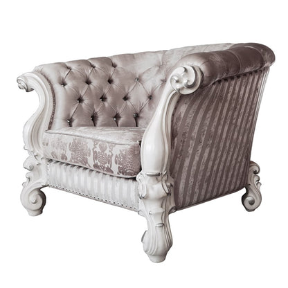 Versailles Chair w/2 Pillows, Ivory Fabric & Bone White